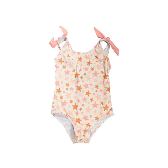 Girls Size 6 One-Piece Swimsuit – Star Print – Pink & Orange - Picture 9 of 11